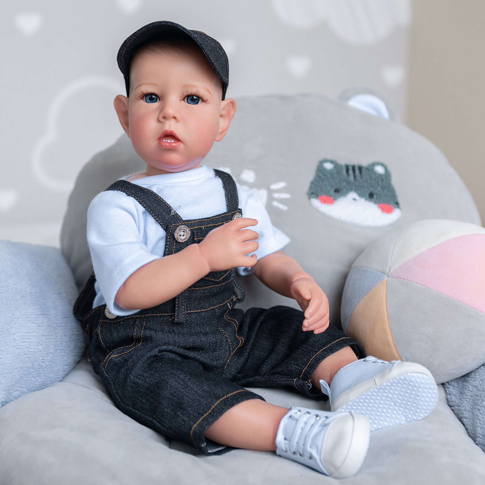 22 pulgadas renacido niño Liam pequeño tamaño simulación bebé renacido muñeca lindo bebé