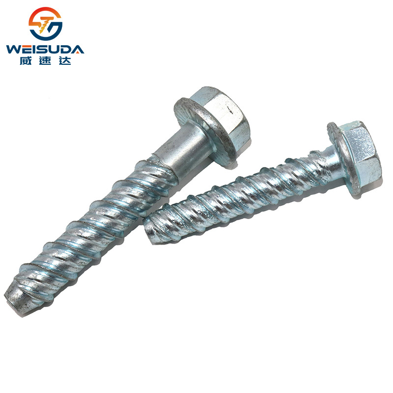 Hexagonal flange head, concrete, cement, self tapping, self cutting anchor bolt, carbon steel bolt, 