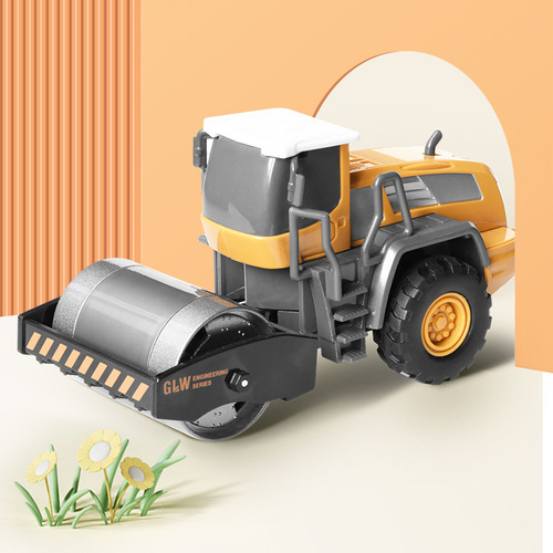 Fall-resistant aluminum alloy road roller toy car boy soil compactor engineering vehicle children's road roller toy model 3 years old 4