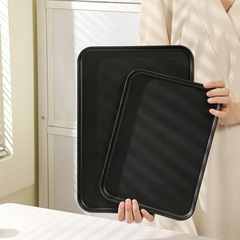 Nordic light luxury tray rectangular household water cup tray plastic tea tray Nordic cake bread tray black