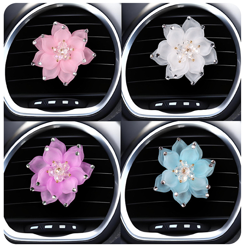 Adornos de automóviles transfronterizos, accesorios interiores, salida de aire de automóvil, clip de fragancia sólida de aromaterapia, Sra. Lotus, fragancia ligera de larga duración