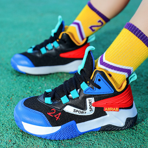 Children's basketball shoes, student sports shoes, youth children's shoes, mesh breathable non-slip running shoes, boys' soft soles
