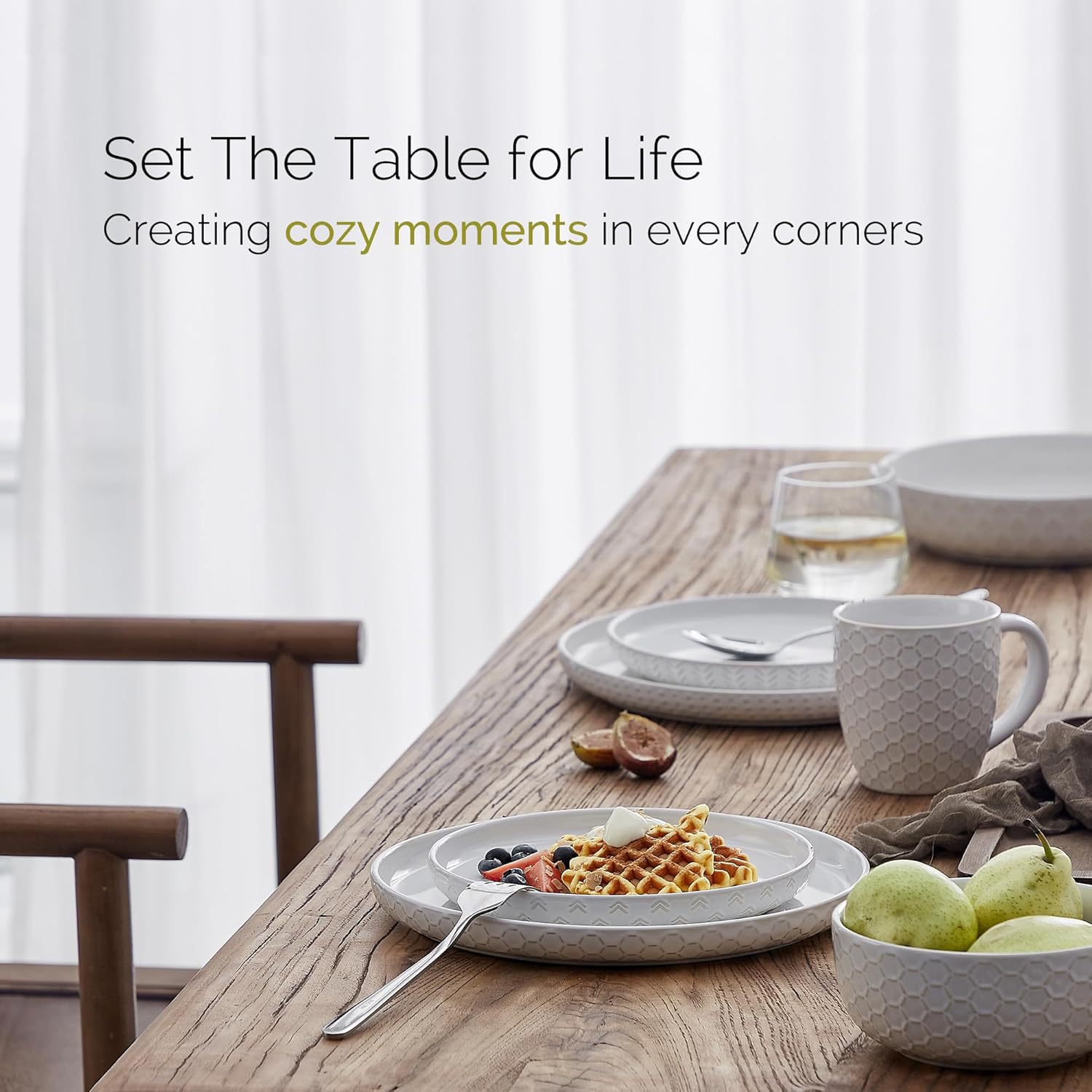 Ceramic Plate and Bowl 4-Piece Tableware Set, Anti-Scratch and Dishwasher Suitable for Household Goods