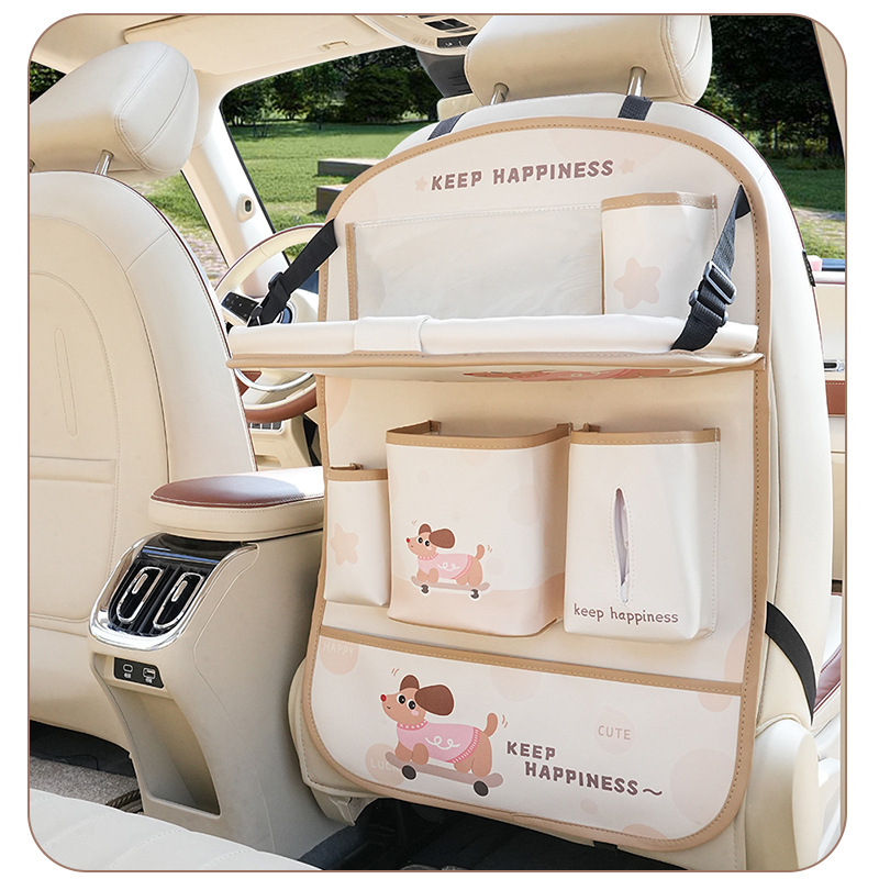 Creative Car-Mounted Folding Small Table Storage Hanging Bag Car Seat Back Storage Bag Car Trash Can Tissue Box
