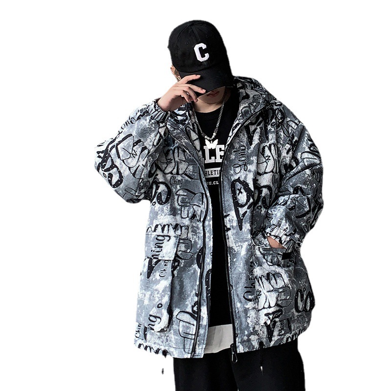 Men's Clothing Fashionable English Thin Cotton Jacket Cotton Coat Wide Version Drop Shoulder Jacket _voghion.com