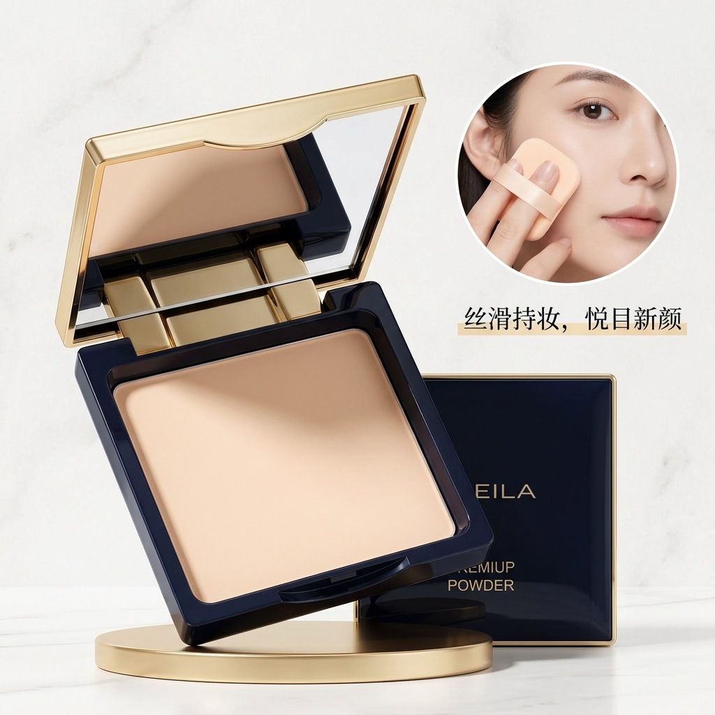 拉美拉遮瑕清透定妆粉饼哑光雾面自然磨皮持久定妆防水防汗蜜粉饼