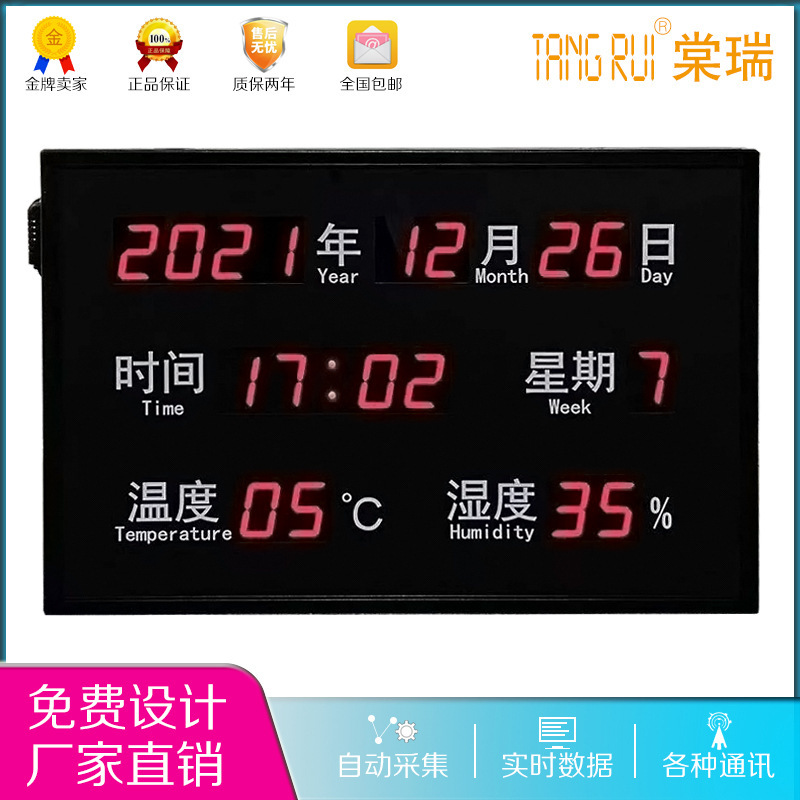 Customized Indoor Industrial Temperature and Humidity Display 4-20Ma Analog Rs485 Communication Led Digital Signage Direct Sales