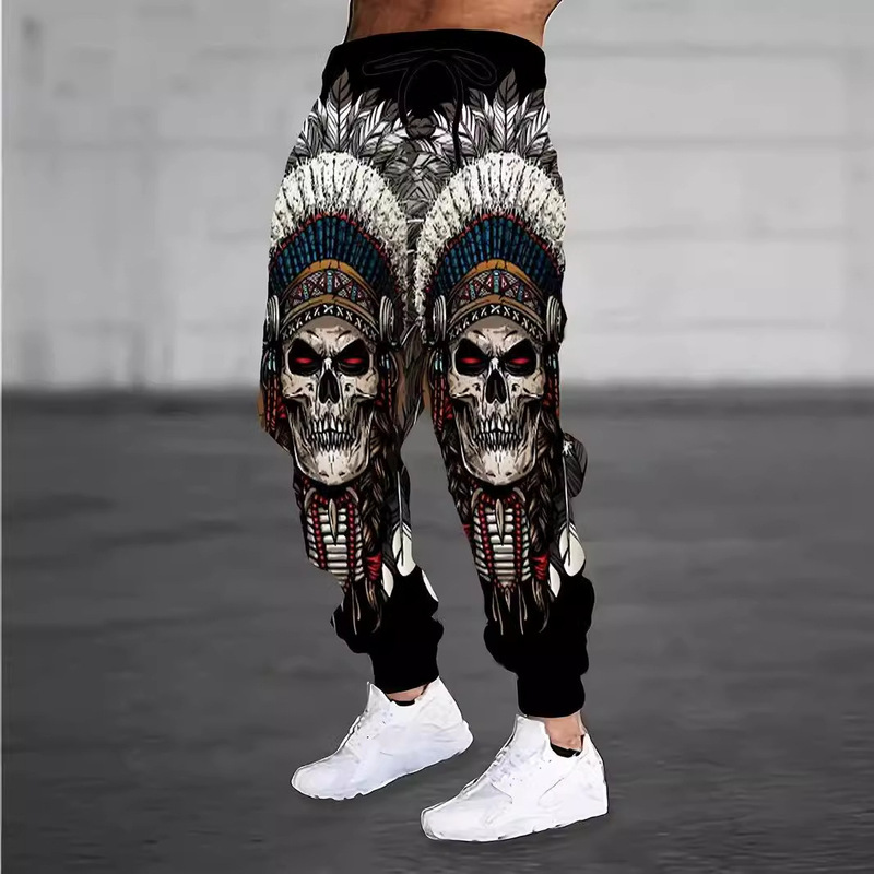 2025 Autumn New Men's Skull 3D Print Casual Trendy Long Pants Men's Sweatpants Manufacturer Supply