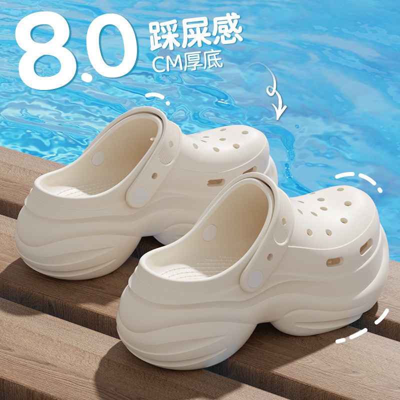 Women's Beach Clogs 2025 New Outer Wear Non-Slip Eva Deodorant Sandals Women's Thick-Soled Heightening Sandals