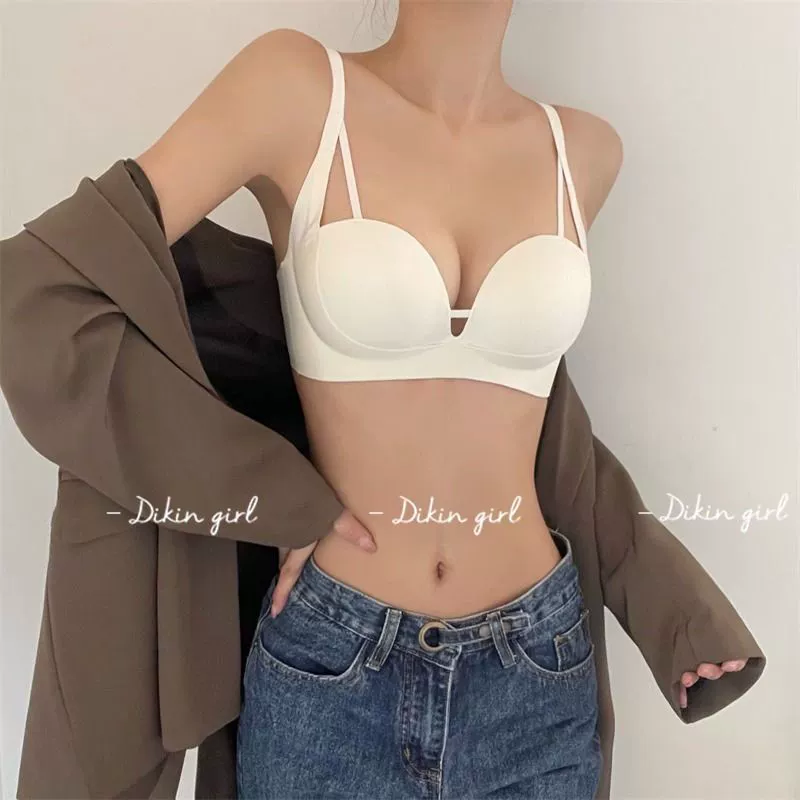 Push up bra, non-slip supporting bra top, glossy wireless bra, underwear, set