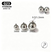 G23钛合金外牙圆球穿刺配件 F136钛外螺纹替换球配内螺纹杆饰品