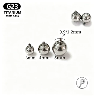 G23钛合金外牙圆球穿刺配件 F136钛外螺纹替换球配内螺纹杆饰品