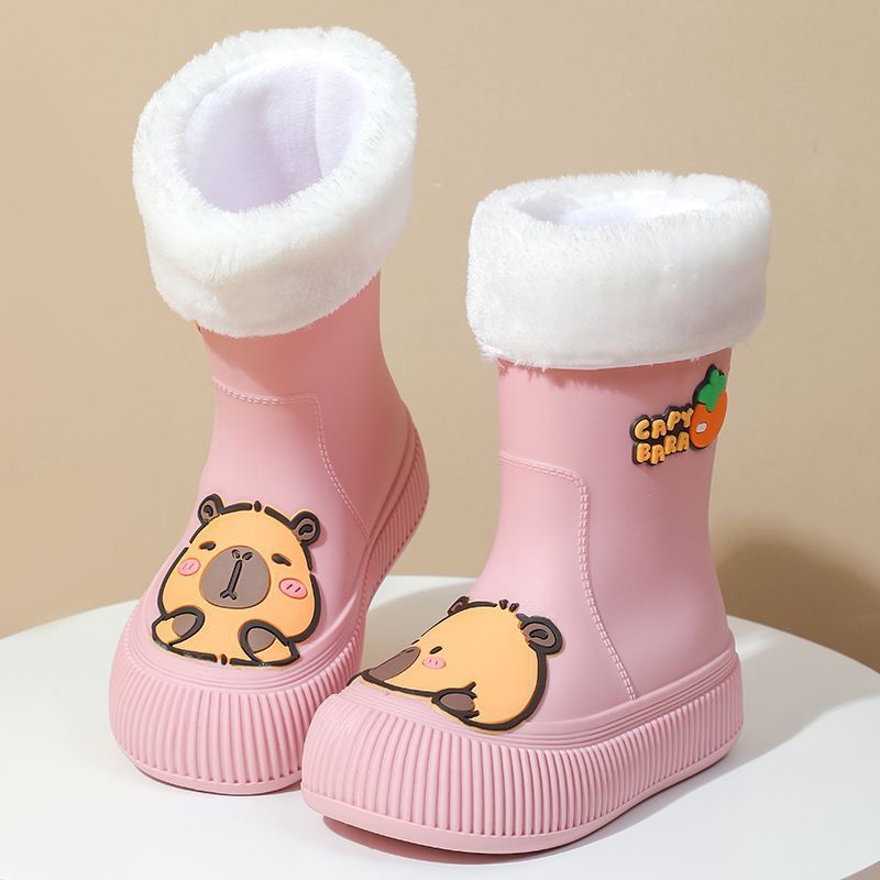 Escuela primaria Capibara zapatos de lluvia para niños, moda lindos impermeables, antideslizantes, bajo tubo medio, zapatos de agua caliente