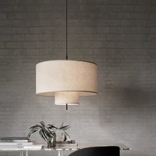 日式侘寂风现代创意新中式客厅卧室餐厅装饰民宿酒店亚麻布艺吊灯