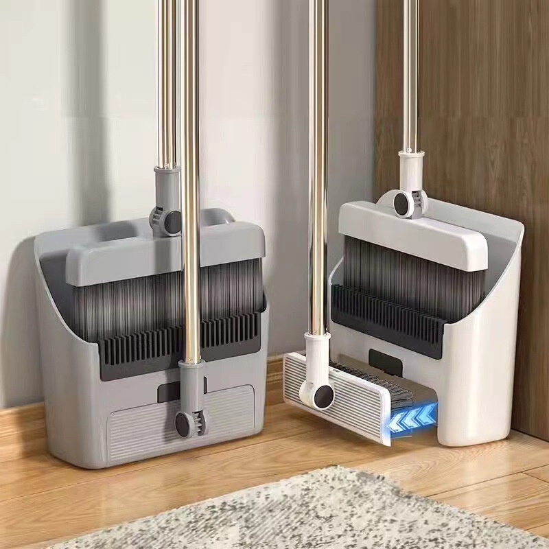 Soft Bristle Broom and Dustpan Set, Thickened New Model, Three-In-One 90% off Stack Broom for Home Use, Bathroom Floor Brush, Sweeping Broom