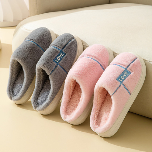 Cotton Slippers for Women Home Autumn/Winter Couple Cotton Shoes for Men Home Warmth Home Use Plush Slippers Thick Sole Indoor Postpartum Slippers