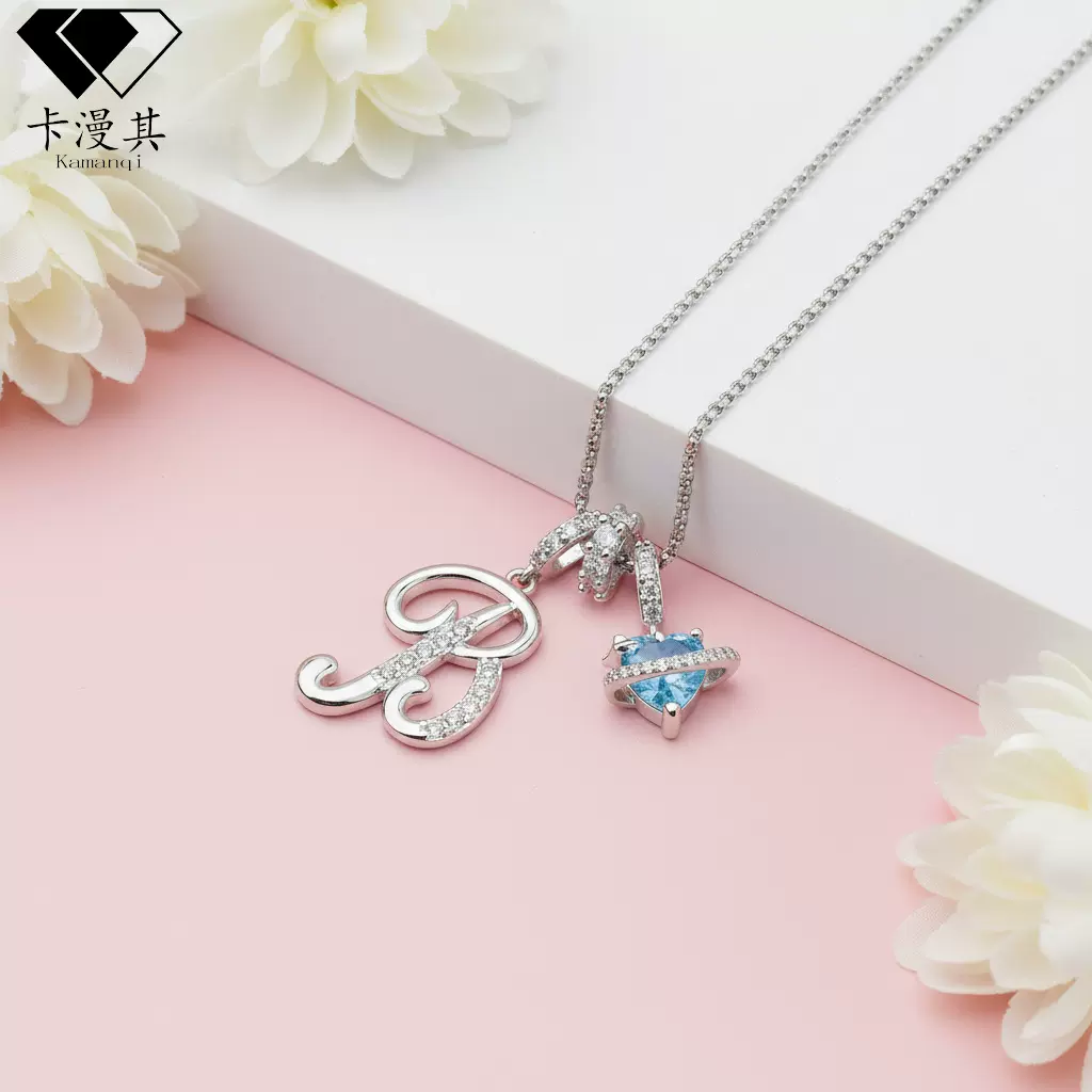 卡漫其 跨境TK爆款多巴胺26英文字母项链甜美少女饰品轻奢高级感