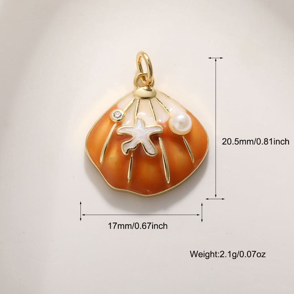 2g Weight Pendant Jewelry Making Type DIY Jewelry Accessories Classification 1 Piece Quantity Copper Material Starfish, Conch, Dolphin, Hippocampus, Fish Pattern All Seasons Season Enamel, Plating Design Cute, Marine Style Style 1 Piece Copper Starfish Conch Dolphin Pendant DIY Jewelry Accessories 5