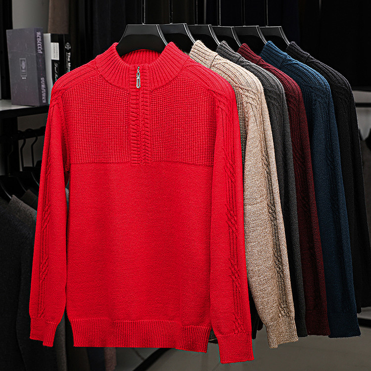 Tejedido hombre overhead invierno / otoño legging simple engrosado delgado de cuello de punto Jacquard blusa casual suéter