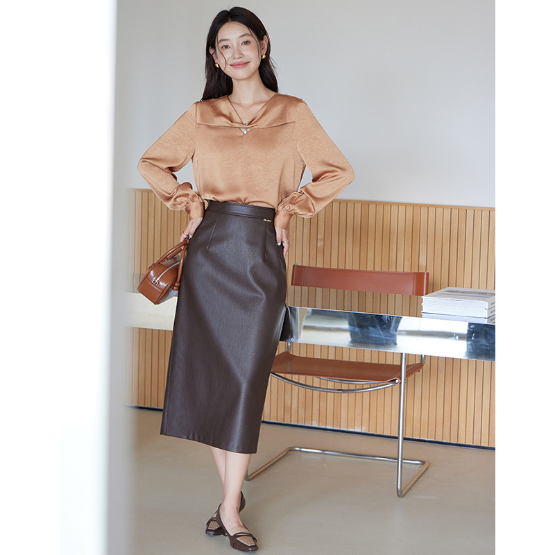 [특가 59 위안 반품 없음] 프랑스 우아한 셔츠 여성용 브이넥 셔츠 82750