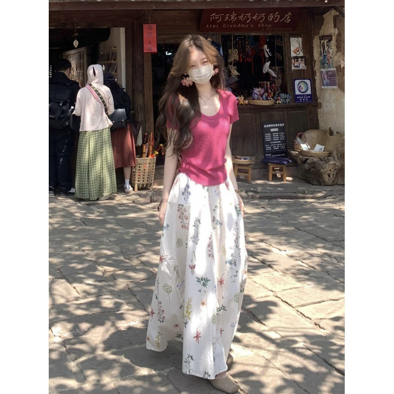 Пятно новый стиль сладкий стиль французский розовый розовый топ с короткими рукавами