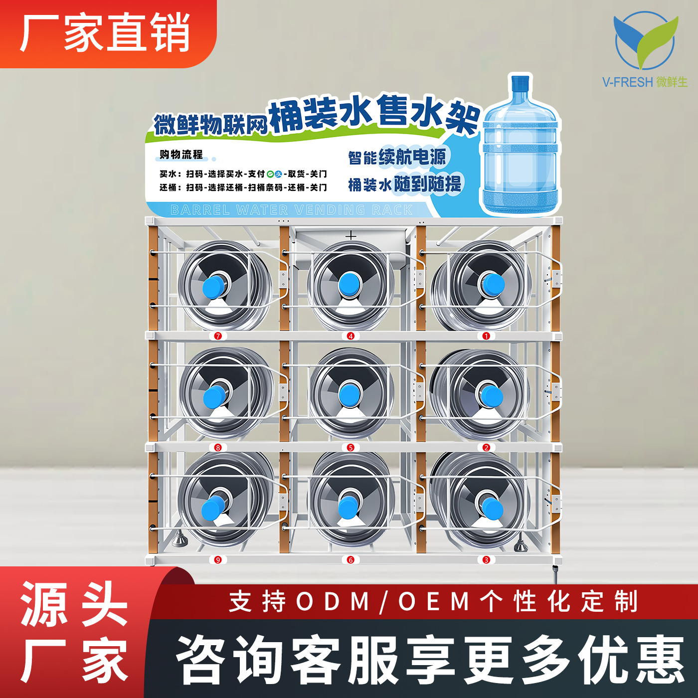 桶装水自动售货架无人自助小区公寓商用手机扫码格子柜智能贩卖架