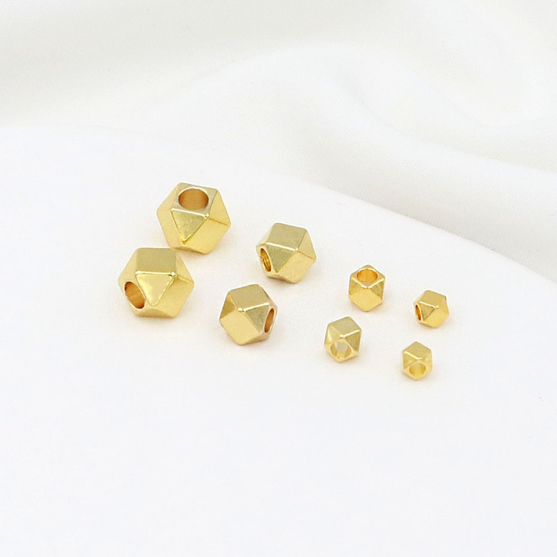Copper Plated 18K Real Gold Polygonal Multi-sided Bead Diamond Beads 14K Gold Jewelry Handmade DIY Beads D15 Copper Plated 18K Real Gold Polygonal Multi-sided Bead Diamond Beads 14K Gold Jewelry Handmade DIY Beads D15