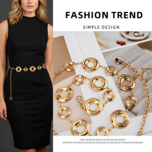 金属腰链女配裙子装饰连衣裙牛仔裤y2k圆环拼接链条金色女士腰带