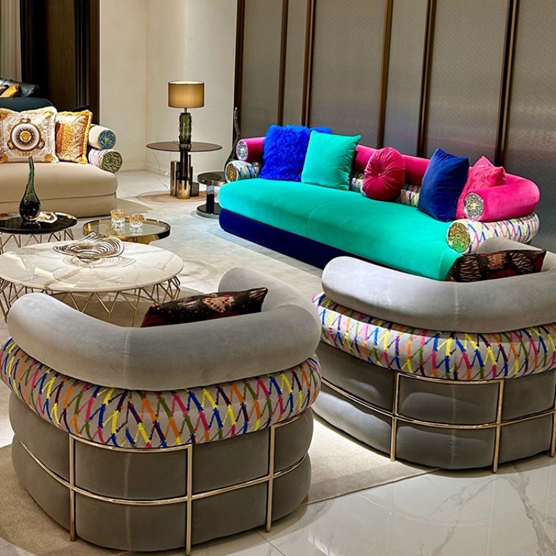 Italian Designer Sofa Italian Minimalist Light Luxury Living Room Villa Large and Small Apartment High-End Furniture