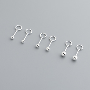 s925 Sterling Silver 9-character Bean Bead Earrings Ear Hook DIY Handmade Earrings Silver Jewelry Accessories Ball Hook Ear Pin