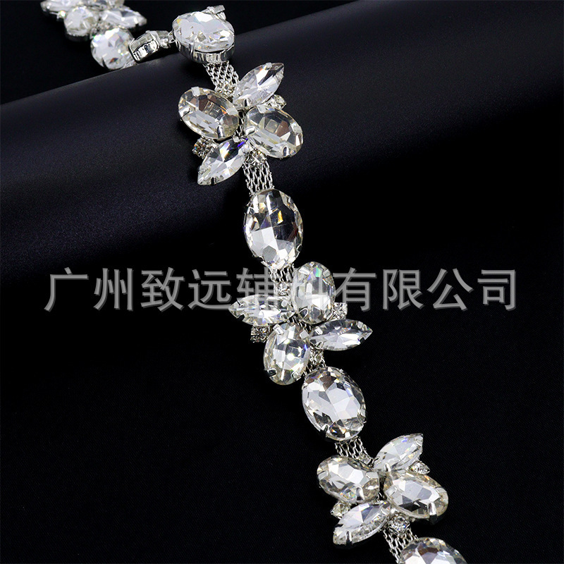 Hand-Sewn Rhinestone Chain, Fancy Chain, Suit Shoulder Decoration, Collar, Wedding Dress Decoration, Handmade Rhinestone Chain, Shoe and Hat Accessories