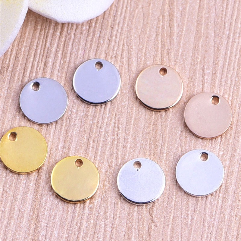 Factory Direct 8mm brass glossy small round sequin tag gold silver handmade diy earrings jewelry accessories