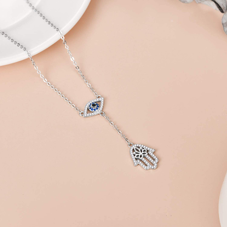 Party Occasion 925 Sterling Silver Zircon Cable Chain Plating Inlay Devil'S Eye Necklace