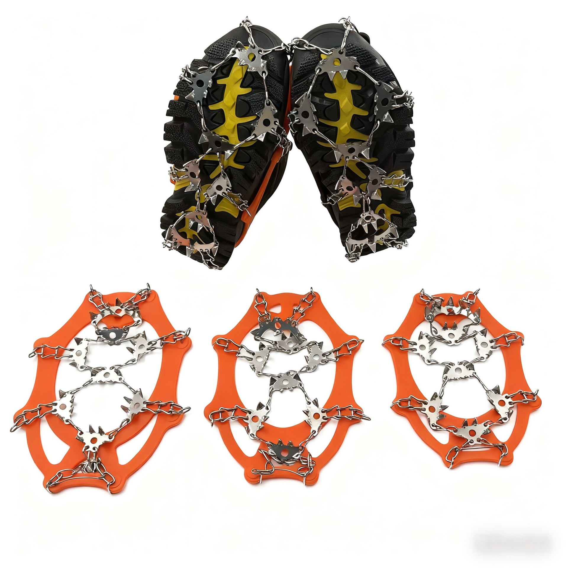 32-tooth silicone crampons, outdoor mountaineering snow anti-slip chains, 8-tooth 201 stainless steel anti-slip shoe covers