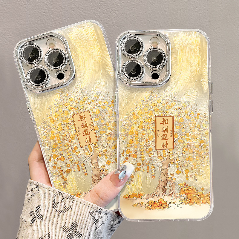 招财树手链适用苹果15promax手机壳iphone17羽纱16中国风14高级感|undefined