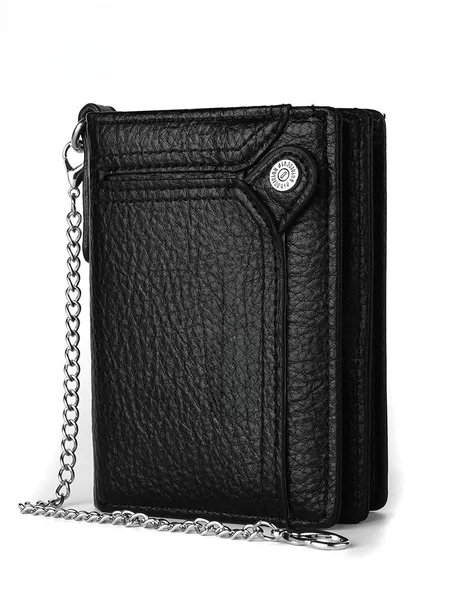 2023 new anti-theft chain wallet men's European and American retro wallet driving license card holder zipper coin purse men