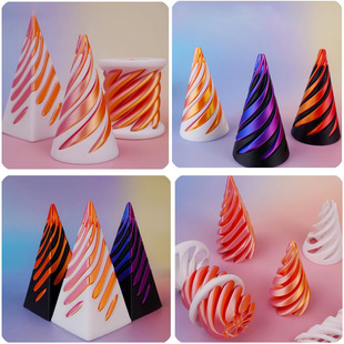 Cross-Border 3D Spiral Print Quick-Release Fingertip Stress Relief Artifact Series Creative Three-Dimensional Spiral Stress Relief Christmas Tree