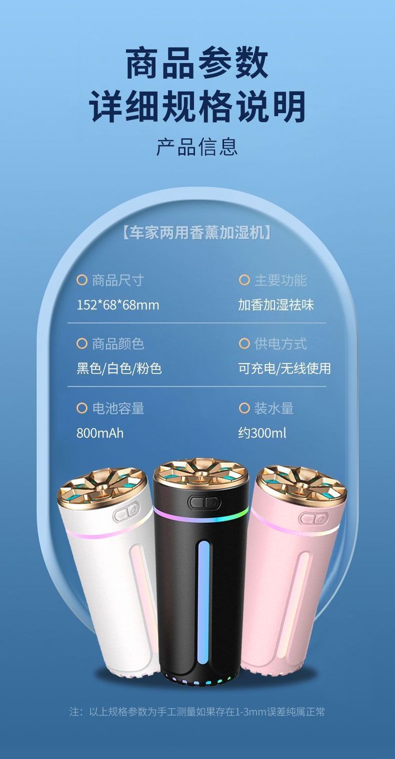 Car Humidifier, Smart Air Purifier, Aromatherapy Machine, Car Odor Removal, Car Atmosphere Light, Perfume, Black Technology