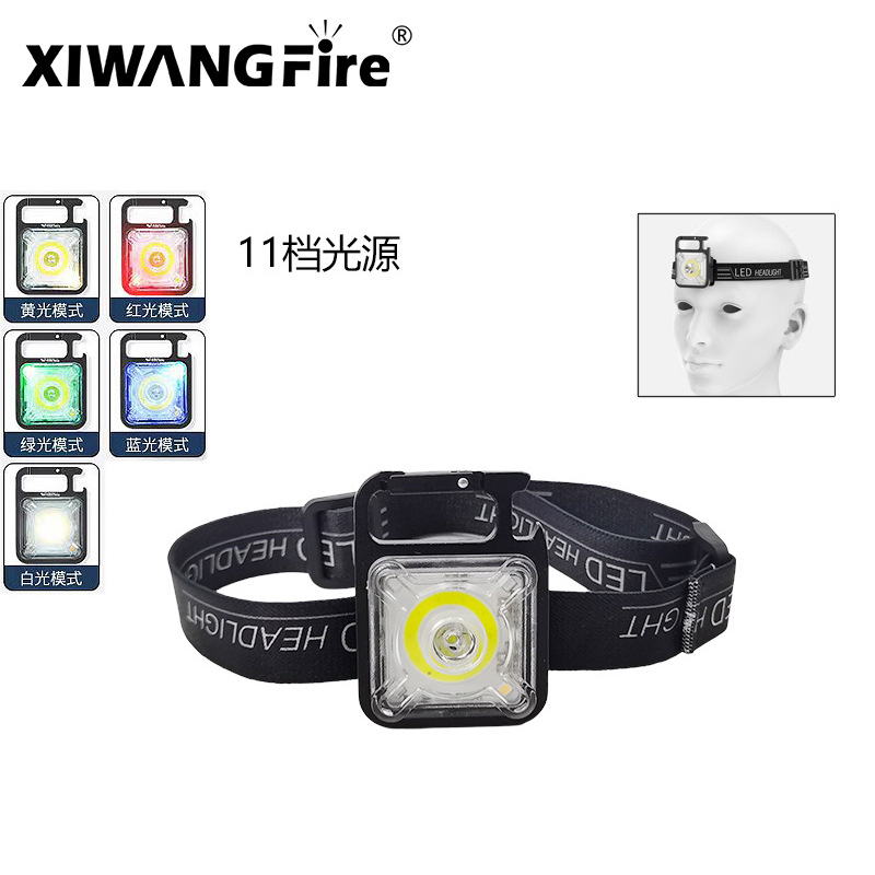 Transfronterizo multifuncional llavero lámpara mini luz de cabeza calva fuerte iluminación de emergencia al aire libre lámpara de trabajo linterna montada en la cabeza