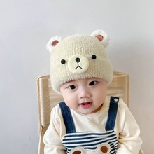 秋冬季儿童帽子宝宝保暖毛线帽可爱小熊男女童针织帽冬天套头帽潮