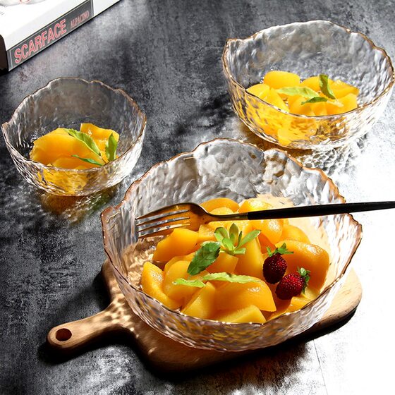Japanese-style Glacier glass salad bowl soup bowl set large fruit bowl household tableware wholesale high-value dessert bowl