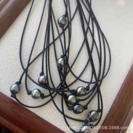 厂家批发10-11mm海水珍珠大溪地黑珍珠诸暨项链气质简约