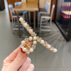 Hairgrip from pearl, metal shark, crab pin, hairpins, hair accessory, simple and elegant design