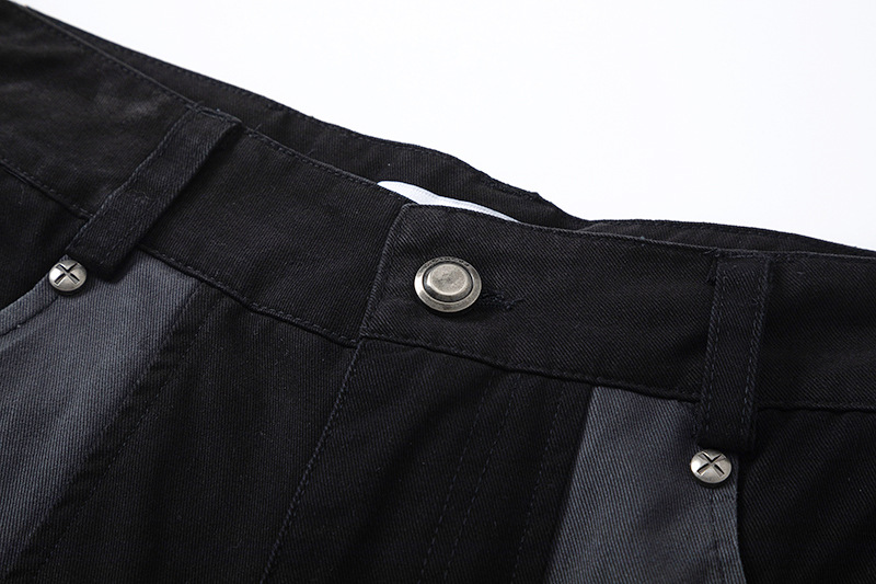 Modern Men's Jeans Colour Blocked Irregular Split Trousers_voghion.com