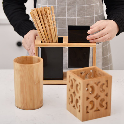 Amazon Kitchen Tableware Chopstick Basket Restaurant Chopstick Tube Chopstick Spoon Storage Box Bamboo Household Drain Chopstick Cage Wholesale