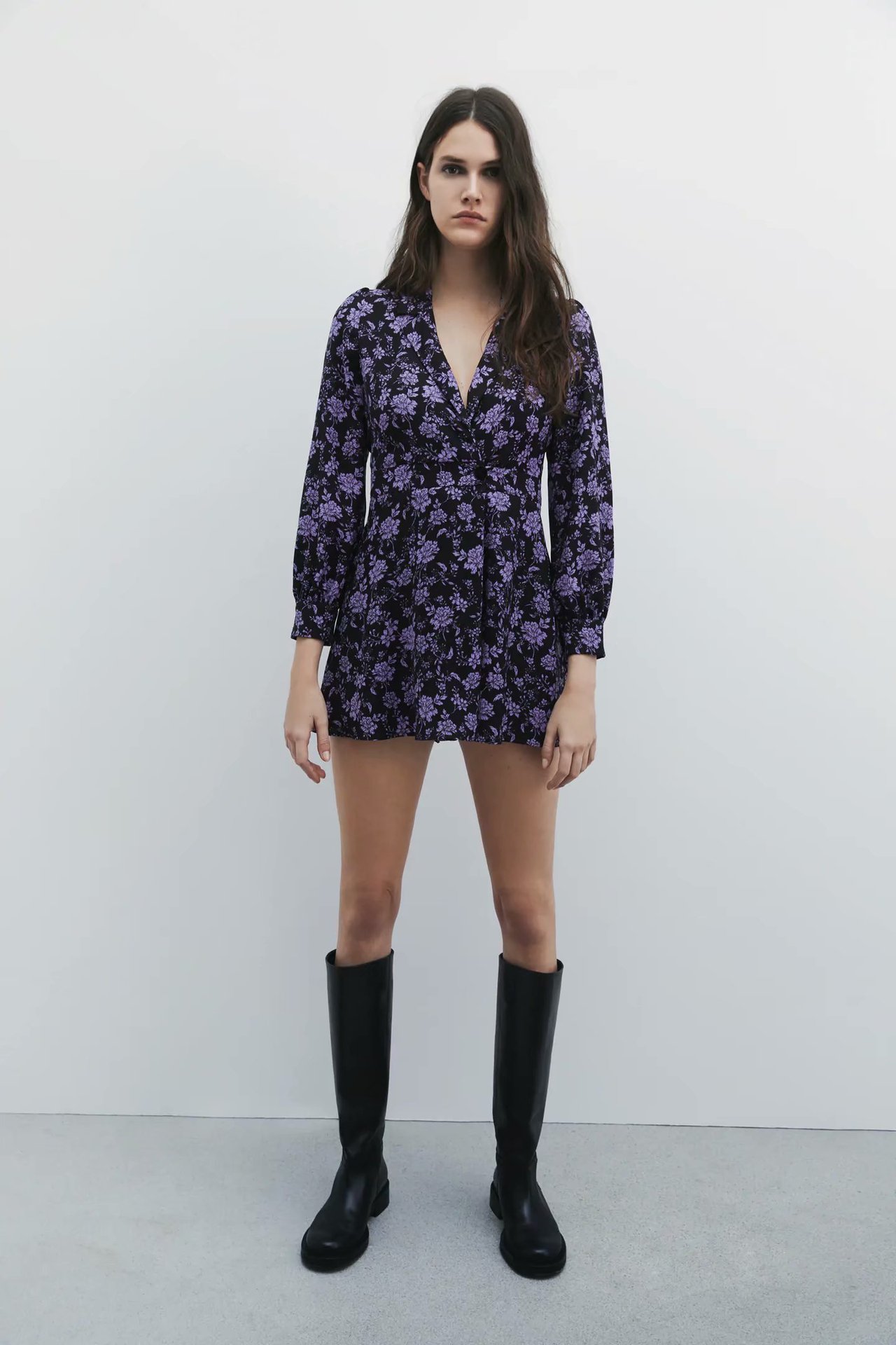 fashion v-neck print jumpsuit shorts NSAM34031