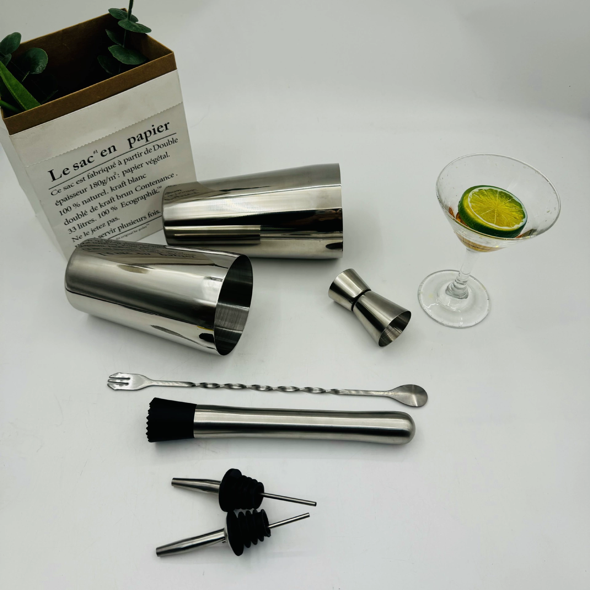 Shaker stainless steel, set, cocktail wineglass, full set, wholesale