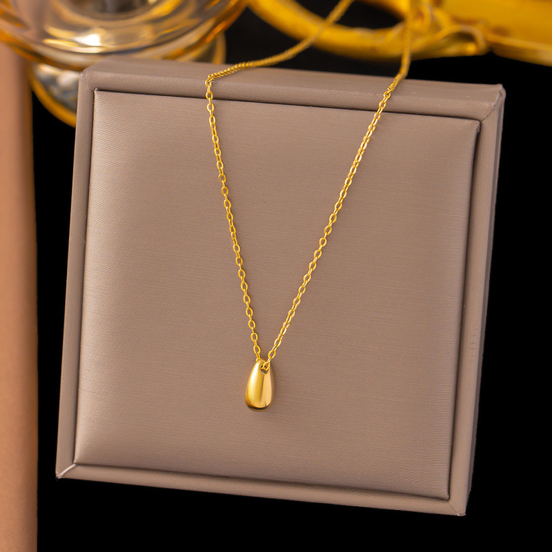 Europe and the United States cross-border wholesale water drop necklace Korean clavicle chain titanium steel neck chain plated 18K gold s light luxury jewelry women Wholesale Europe and the United States cross-border wholesale water drop necklace Korean clavicle chain titanium steel neck chain plated 18K gold s light luxury jewelry women Wholesale