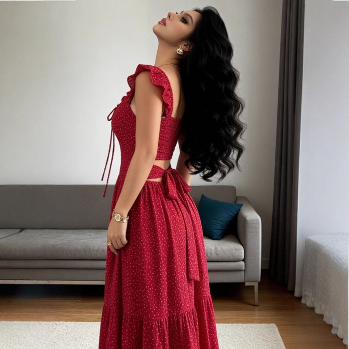 Women's Square Neck Floral Print Halter Flowy Tiered Maxi Dress – Bohemian Summer Resort Gown_ecoleips.com