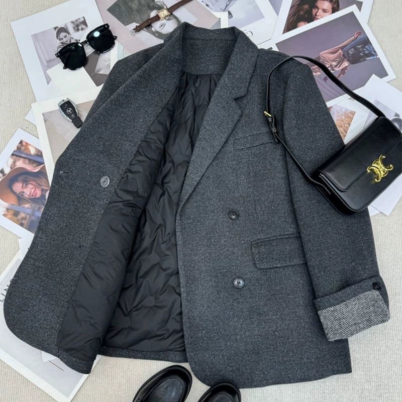 Костюм (Suit), демисезонная куртка с пухом, бархатная подкладка, для подростков, увеличенная толщина, пух-пух 다운